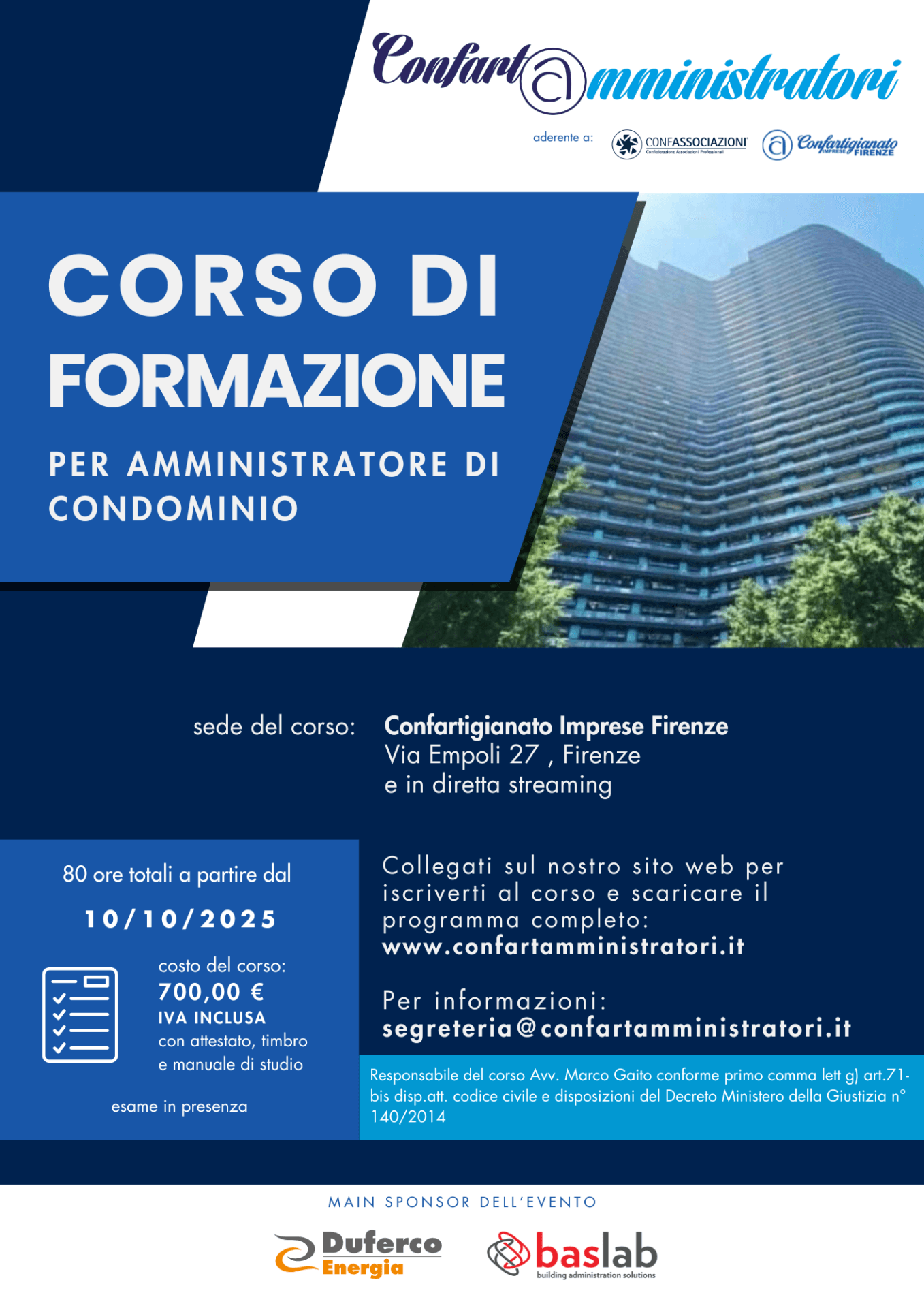 Corso Formazione per Amministratore di Condominio 2025