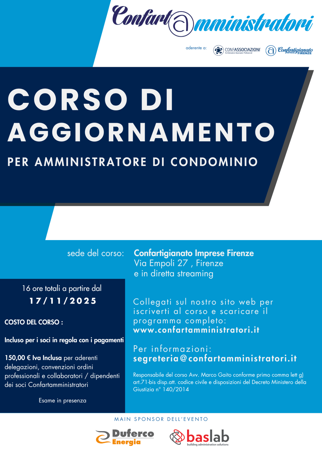 Corso di Aggiornamento Professionale - 2^ Sessione Novembre 2025